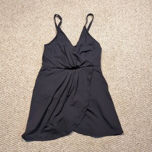 Lands End One Piece Skirted Swimsuit Womens Medium Black Swimwear Wrap